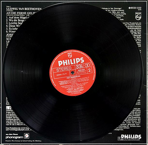 FRITZ WUNDERLICH BEETHOVEN, HAYDN, R. STRAUSS | LP PHILIPS 6520 022