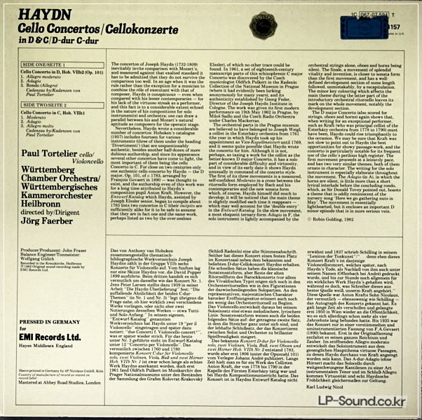 HAYDN CELLO CONCERTOS PAUL TORTELIER  ASD 4157
