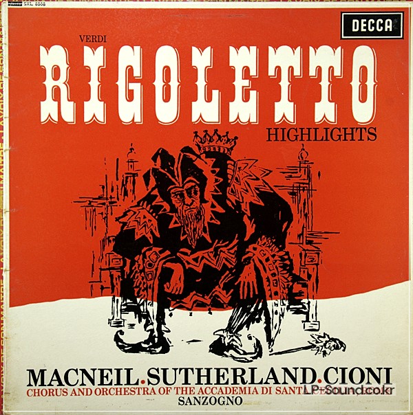 VERDI RIGOLETTO H/LIGHTS LP SUTHERLAND SANZOGNO SXL 6008