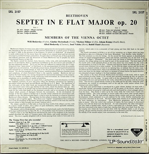 BEETHOVEN SEPTET OP. 20 / MEMBERS OF THE VIENNA OCTET