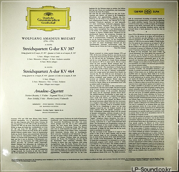 MOZART STRING QUARTETS AMADEUS QUARTET DGG ED1 RED STEREO SLPM 138 909
