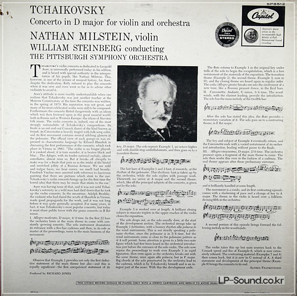 TCHAIKOVSKY VIOLIN CTO* STEINBERG MILSTEIN CAPITOL SP 8512