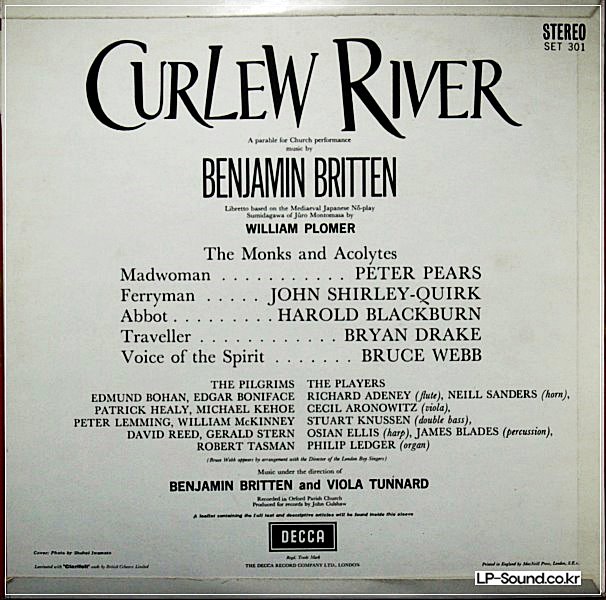 BRITTEN- CURLEW RIVER-PEARS-TUNNARD- DECCA SET 301-STEREO-UK-1966