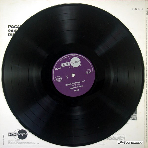 PAGANINI 24 CAPRICES RUGGIERO RICCI ECS 803