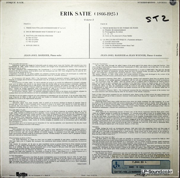 JEAN-JOEL BARBIER - SATIE PIANO WORKS VOL.2 BAM
