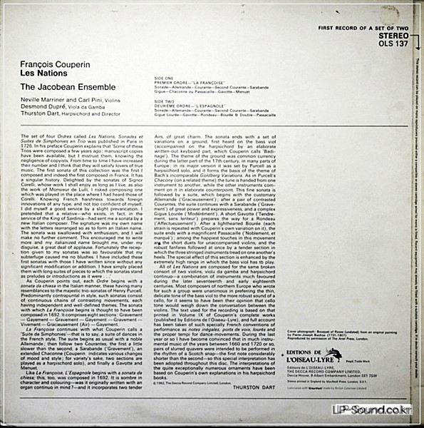 COUPERIN*,THE JACOBEAN ENSEMBLE–LES NATIONS, RECORD 1 / 2  2LP