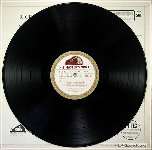 SVIATOSLAV RICHTER RICHTER PLAYS SCHUBERT LP HMV 1963 ASD 561