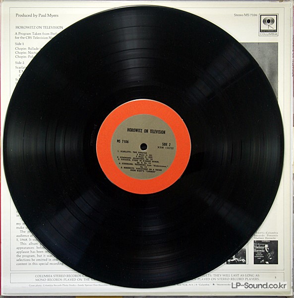 HOROWITZ ON TELEVISION 33 1/3 VINYL LP COLUMBIA MS7106