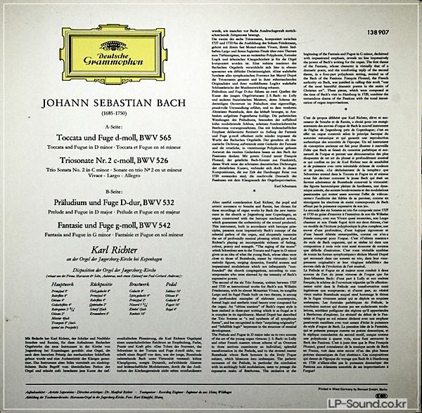 KARL RICHTER BACH ORGELWERKE  DEUTSCHE GRAMMOPHON   138 907