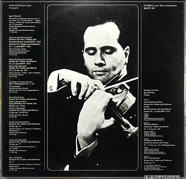 IGOR OISTRAKH PLAYS BACH BRAHMS BEETHOVEN TCHAIKOVSKY EURODISC MELODIYA 2 LP