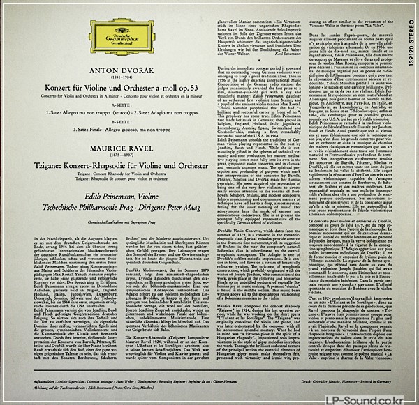 DVORAK RAVEL TZIGANE PEINEMANN DGG 139 120 SLPM