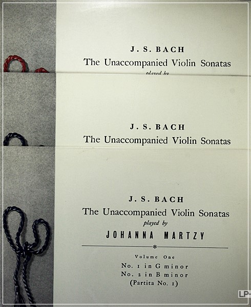 J.S.BACH THE UNACCOMPANIED VIOLIN SONATAS JOHANNA MARTZY, 33CX 1286