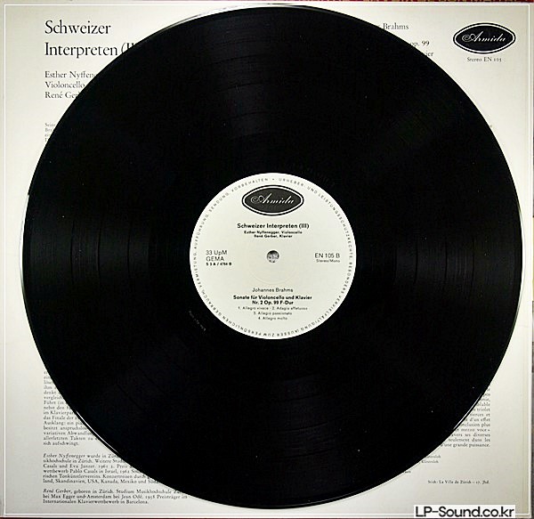 ESTHER NYFFENEGGER CELLO SONATAS BRAHMS 1STPRESS SWISS