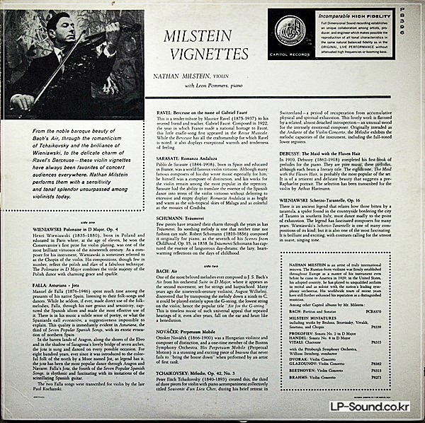 FIRST ISSUE RECORDING OF MILSTEIN VIGNETTES CAPITAL P8396