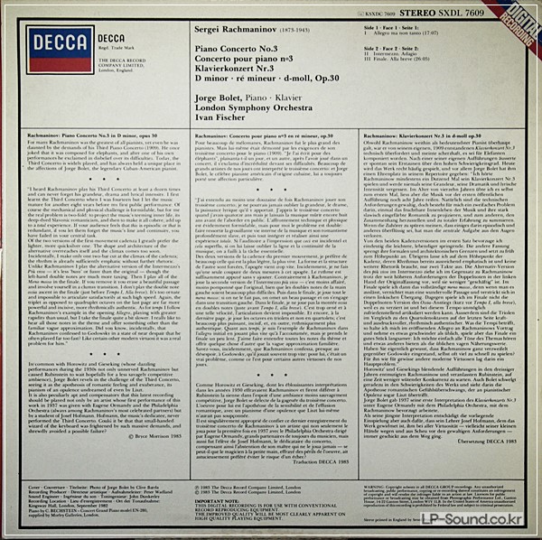 RACHMANINOV JORGE BOLET LONDON SYMPHONY ORCHESTRA IVAN FISCHER