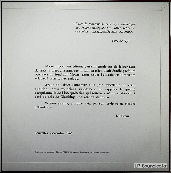 MOZART PIANO SONATAS LILI KRAUS  DISCOPHILES FRANCAIS DB 114