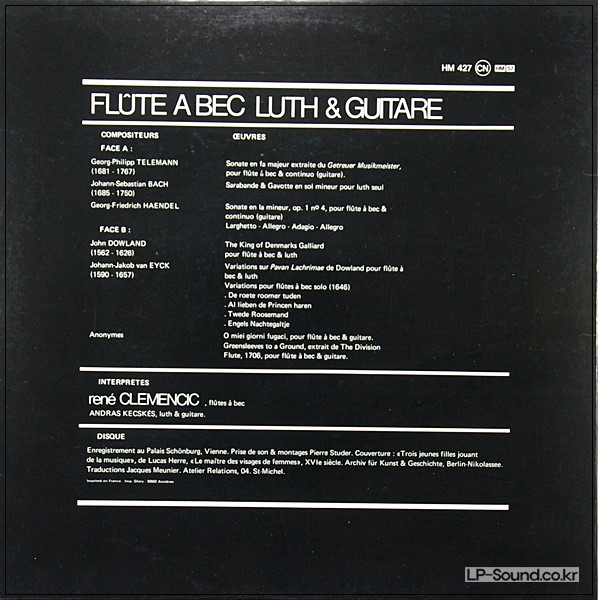 RENE CLEMENCIC, ANDRAS KECSKES - TELEMANN BACH DOWLAND - HARMONIA