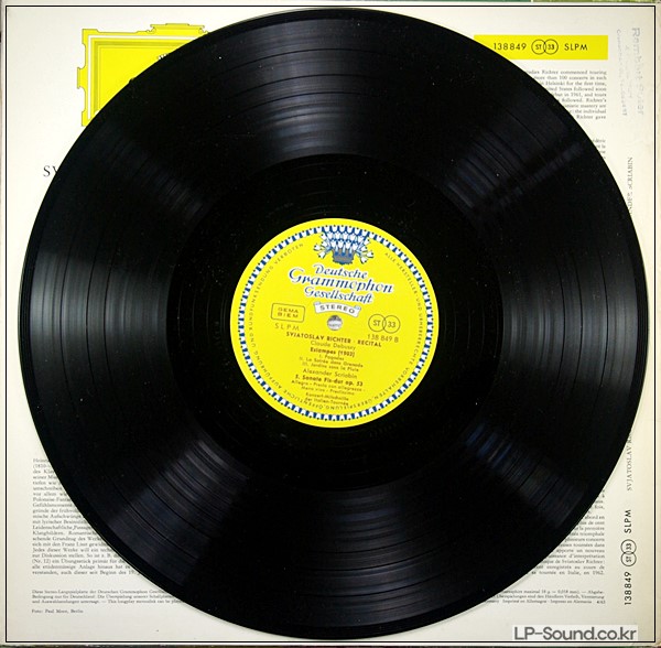 RICHTER PIANO RECITAL CHOPIN ETC. DGG RED STEREO SAMPLE SLPM 138 849