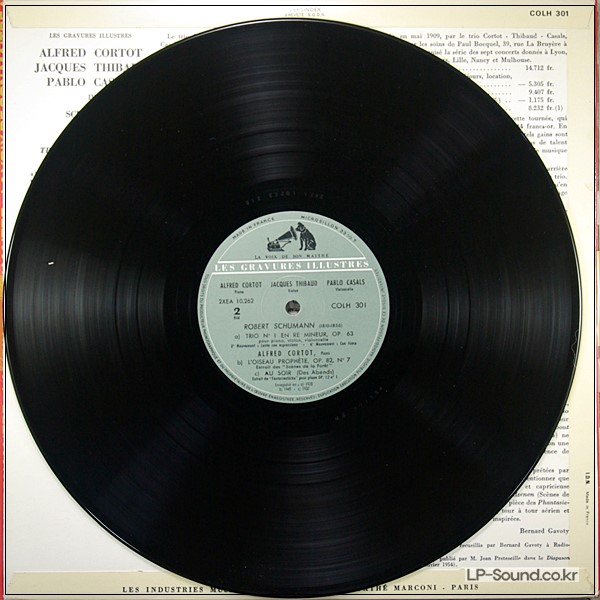 SCHUMANN : ALFRED CORTOT, PABLO CASALS, JACQUES THIBAUD COLH 30