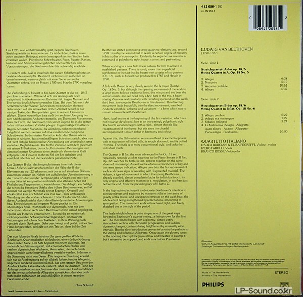 BEETHOVEN STRING QUARTETS QUARTETTO ITALIANO PHILIPS 412 056-1