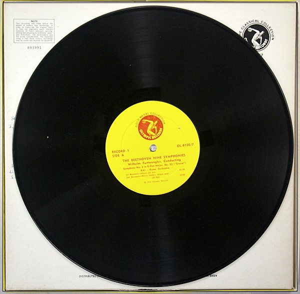 BEETHOVEN FURTWANGLER THE 9 SYMPHONIES OLYMPIC RECORDS 8120/7 BOX 7 LP