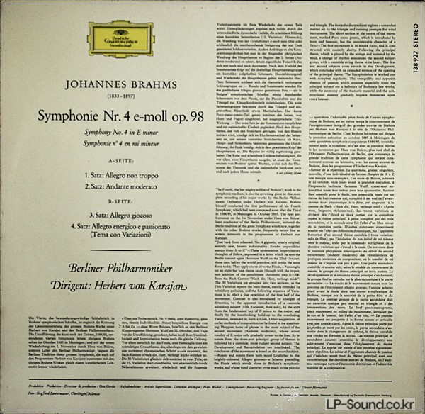 BRAHMS - SYMPHONIE NR.4 KARAJAN  DGG 138 927 SLPM