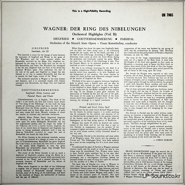 WAGNER DER RING DES NIBELUNGEN HIGHLIGHTS VOL II (1950S) URANIA UR7065