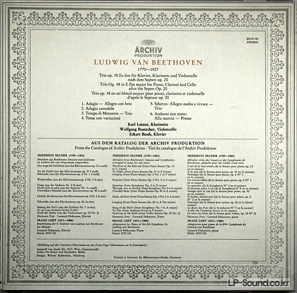 BEETHOVEN TRIO OP. 38 NACH DEM SEPTETT OP. 20  2533 118