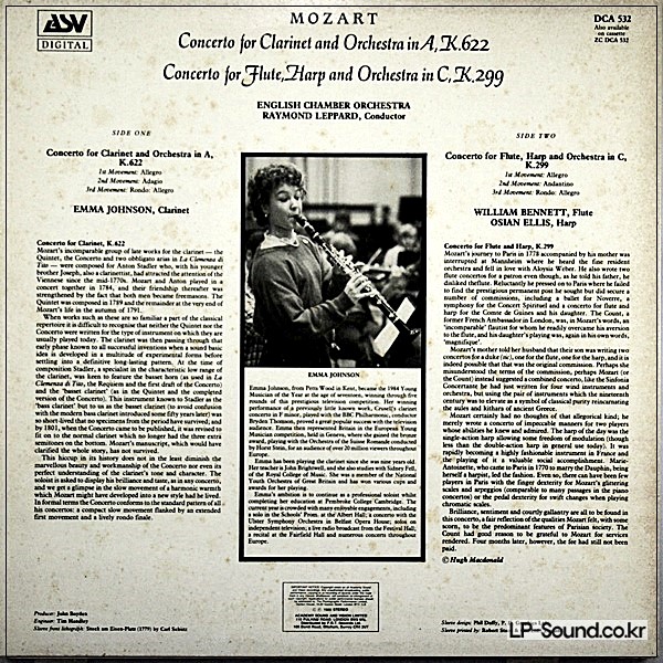 MOZART CLARINET CONCERTO ETC / JOHNSON / BENNETT / ELLIS / LEPPARD / ECO DCA 532
