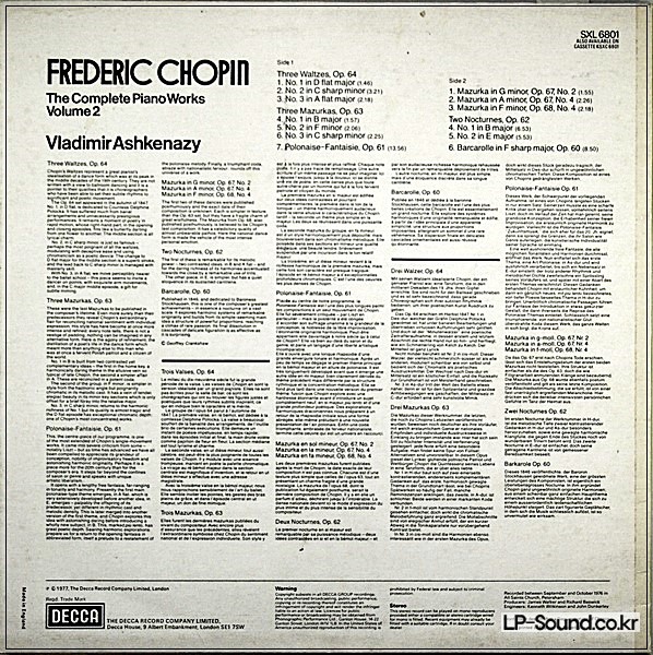 ASHKENAZY* CHOPIN PIANO WORKS VOL.2  SXL 6801