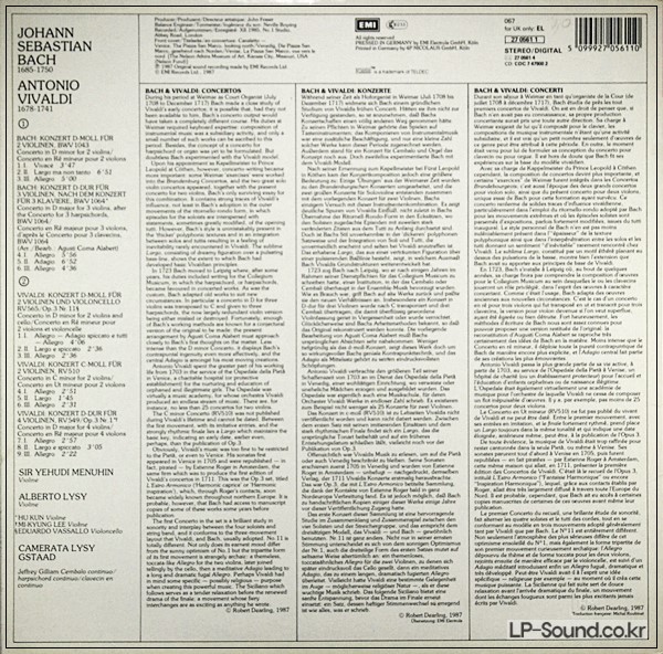 BACH VIVALDI CONCERTI MENUHIN ALBERTO LYSY HMV  EL 27 0561 1