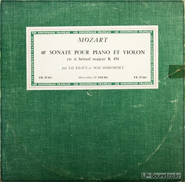 MOZART BOSKOWSKY / KRAUSS - SONATA FOR VIOLIN & PIANO KV 454 10