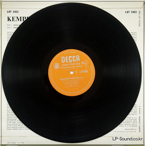 WILHELM KEMPFF PLAYS CHOPIN-VOL.3 LP UK 1959 DECCA LXT 5452