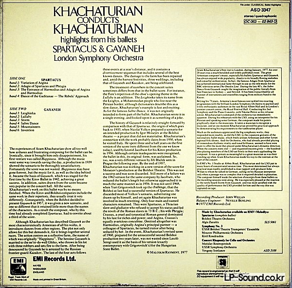 KHACHATURIAN CONDUCTS KHACHATURIAN LSO ASD 3347