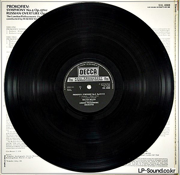 PROKOFIEV SYMPHONY NO 4 RUSSIAN OVERTURE   SXL 6908
