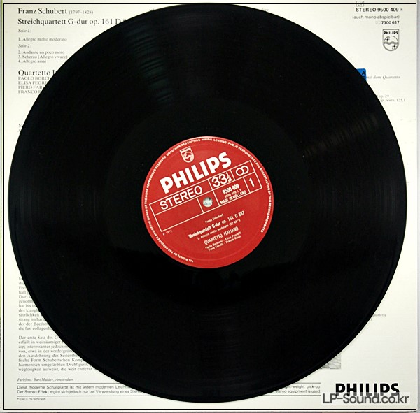 SCHUBERT STRING QUARTET  QUARTETTO ITALIANO  PHILPS 9500 409