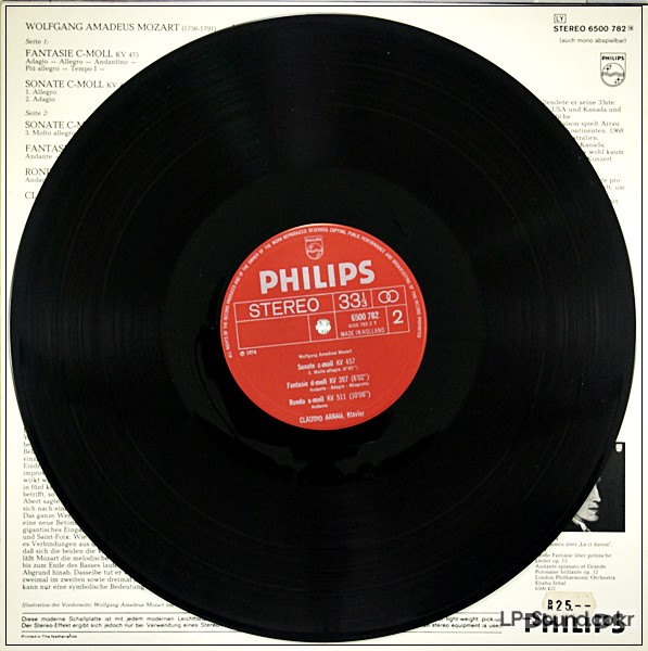 MOZART FANTASY SONATA RONDO  CLAUDIO ARRAU PHILIPS  6500 782