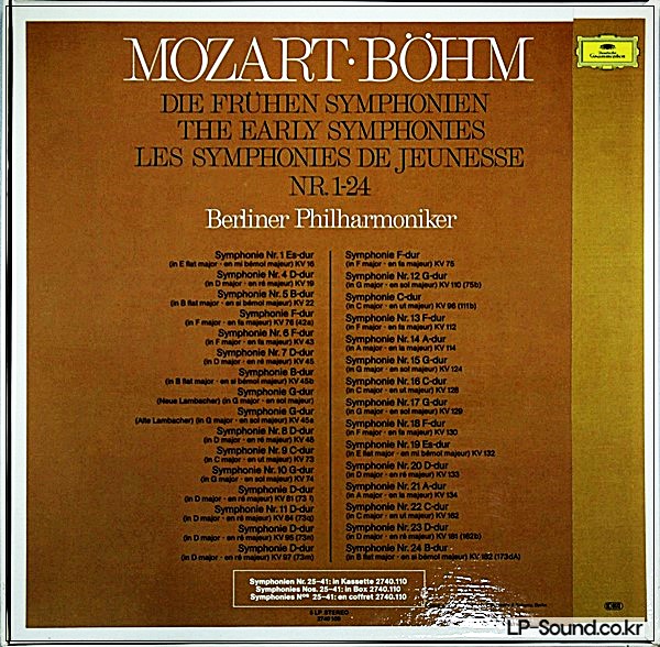 MOZART-BOHM-EARLY SYMPHONIES-NR. 1-24-BOX SET-IMP-DG 2740 109-