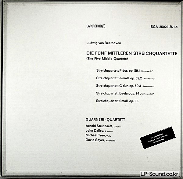 BEETHOVEN THE 5 MIDDLE STRING QUARTETS GUARNERI 4LP RCA SGA 25023-R/1-4