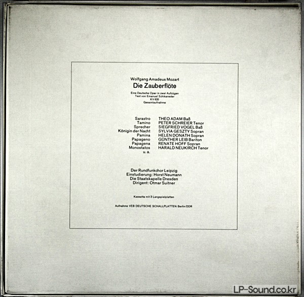 MOZART: DIE ZAUBERFLOTE – SUITNER   EURO DISC  29 237-5 3 LP BOX