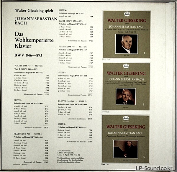 BACH WELL-TEMPERED GIESEKING   HELIODOR 2702701, MONO, 4 LPS IN BOX