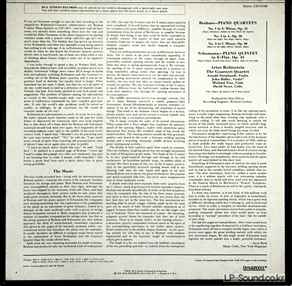 BRAHMS SCHUMANN PIANO QUINTETS GUARNERI QUARTET LSC 6188
