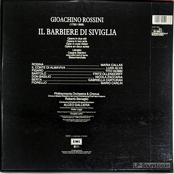 CALLAS - ROSSINI IL BARBIERO DI SIVIGLIA COLUMBIA STEREO 3XLP